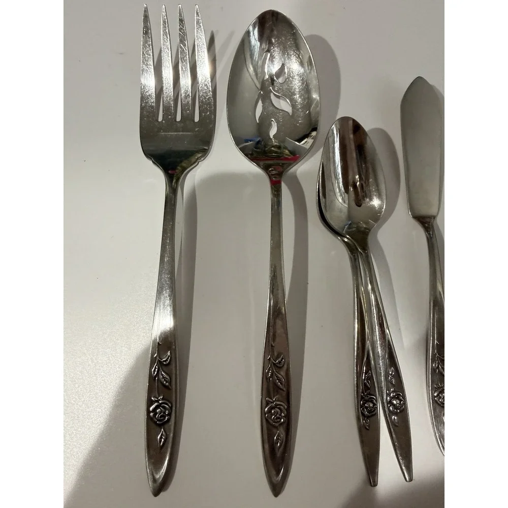 Vintage 1960's Oneida Community MY ROSE Stainless Flatware‎ Lot of 19